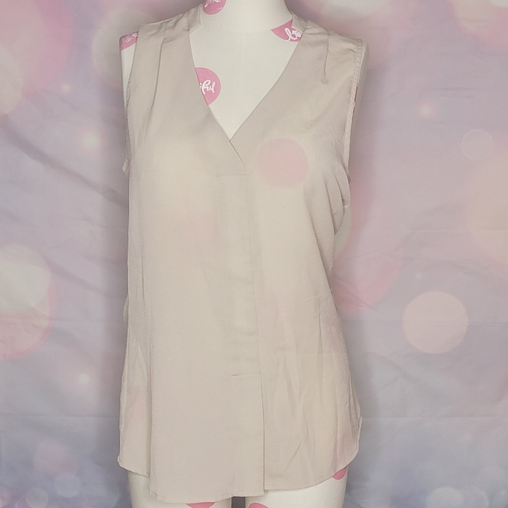 Tan Sleeveless Blouse